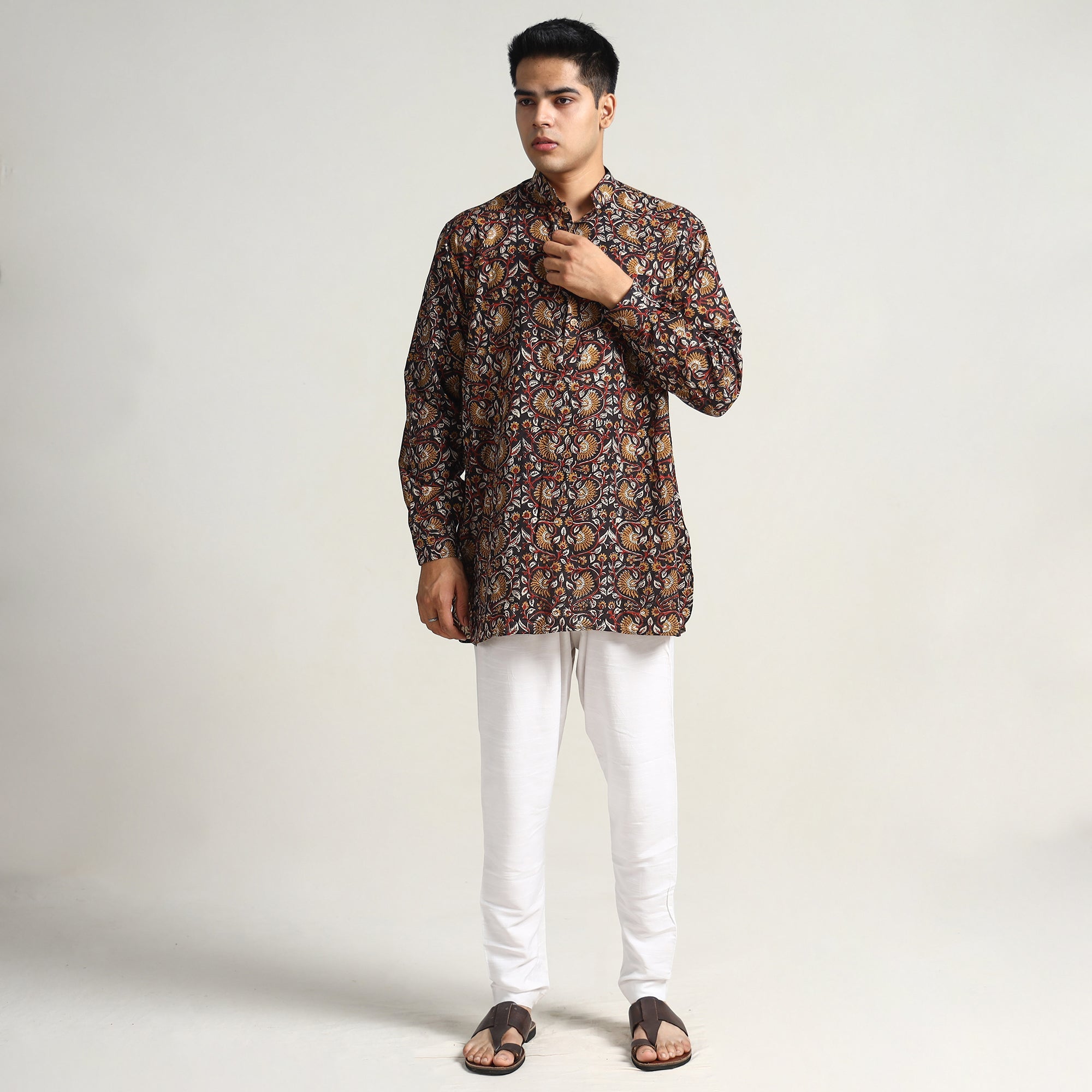 ITOKRI CASUALS Black - Bagru Block Printed Cotton Men Short Kurta 03 - view 2