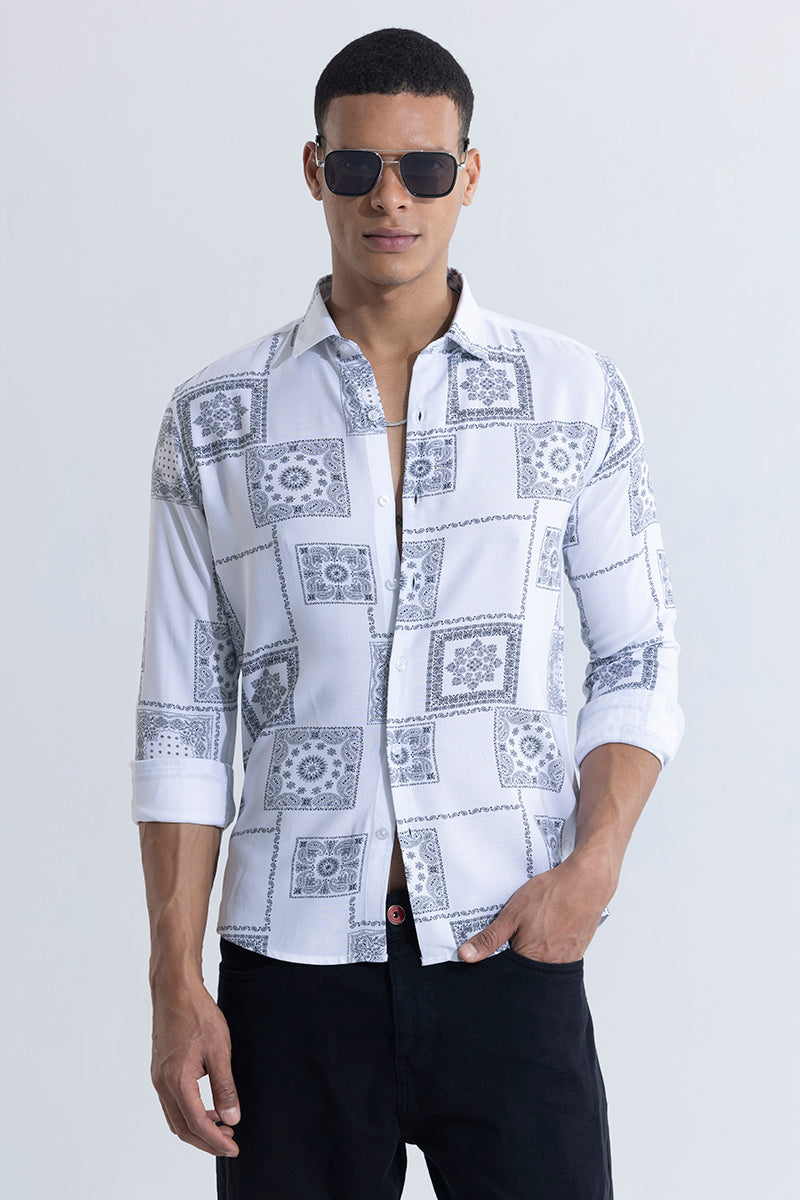 SNITCH Pixel Paisley White Shirt