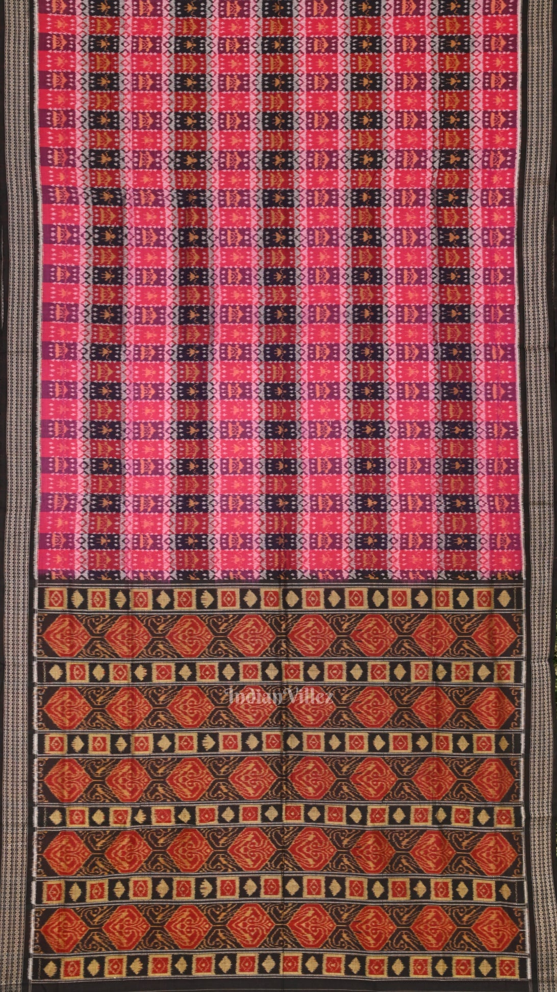 IndianVillèz Multicolor Odisha Ikat Sambalpuri Pure Cotton Ikat Saree