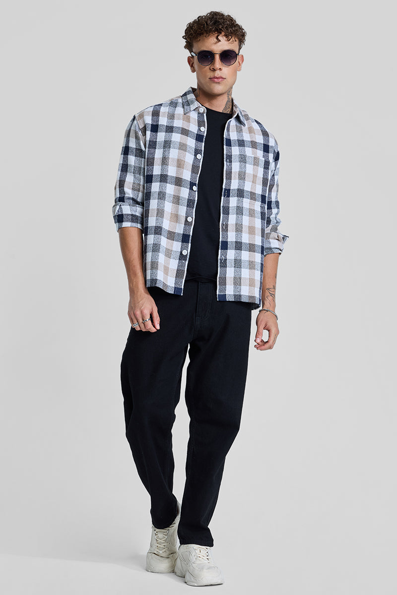 SNITCH Navy Box Fit Gingham Shirt - view 3