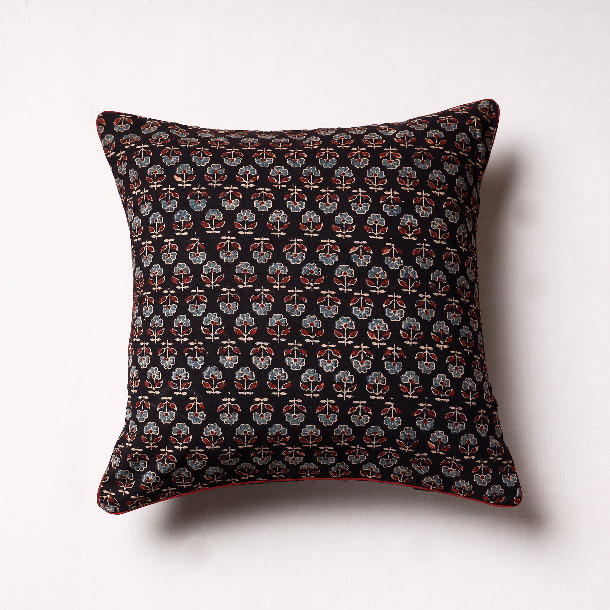 HAVELI CHRONICLES Black - Ajrakh Block Printed Cotton Cushion Cover (16 x 16 in)