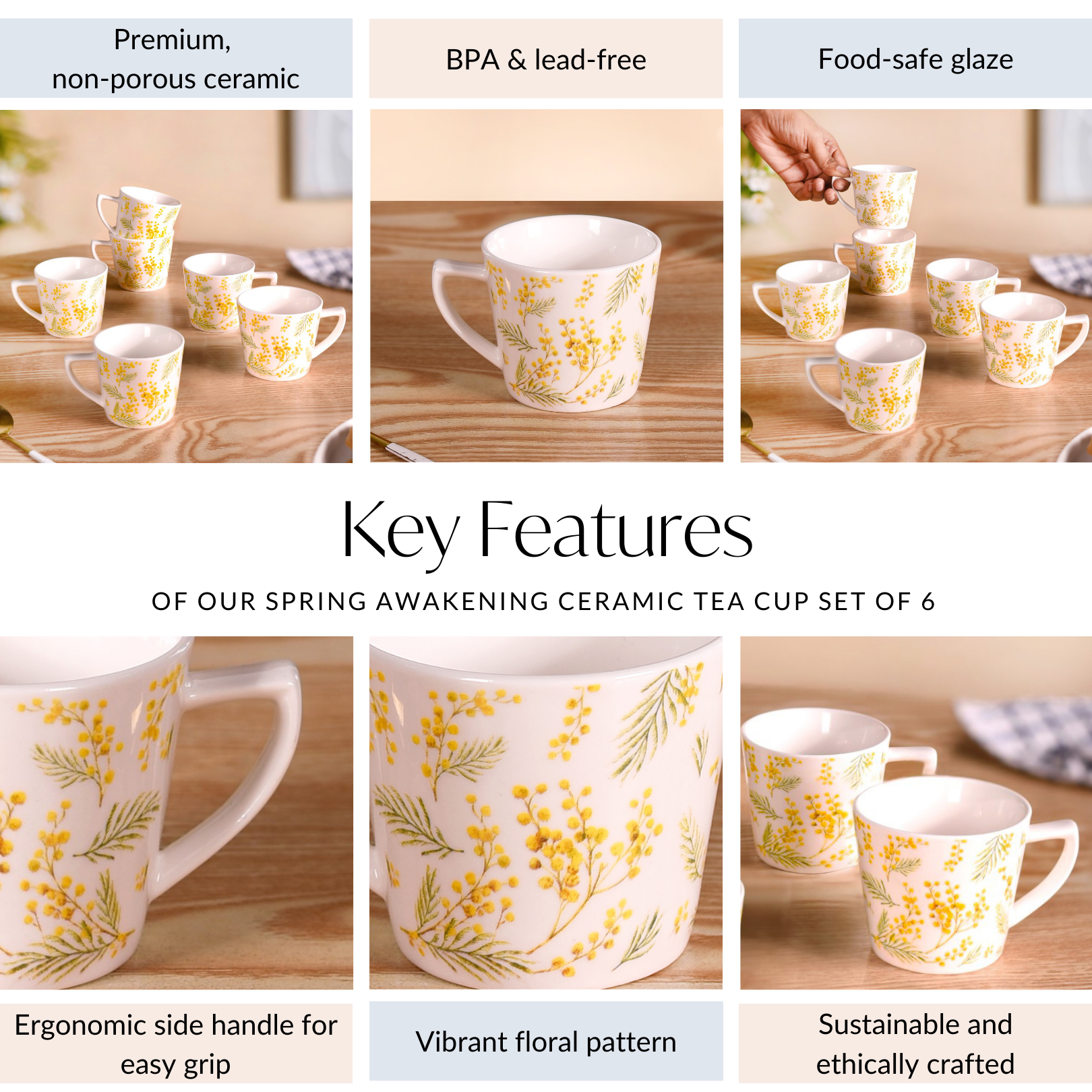 Nestasia Spring Awakening Ceramic Tea Cup Set of 6 150ml - view 5