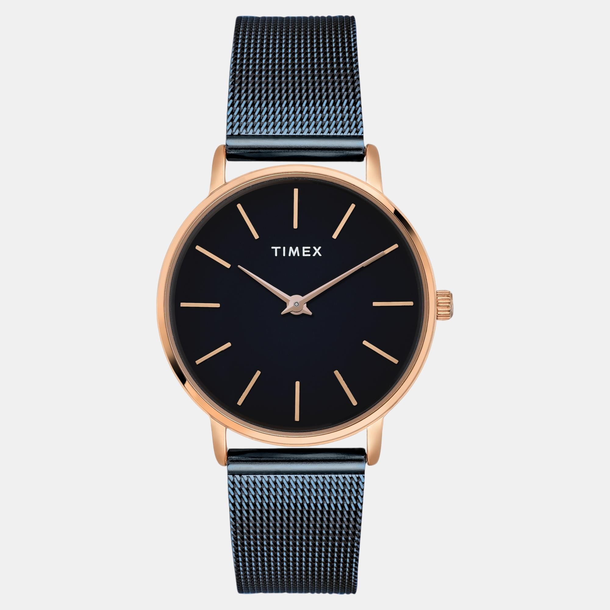 Timex Fashion Women Quartz Black Dial Analog Stainless Steel Watch TWEL15611