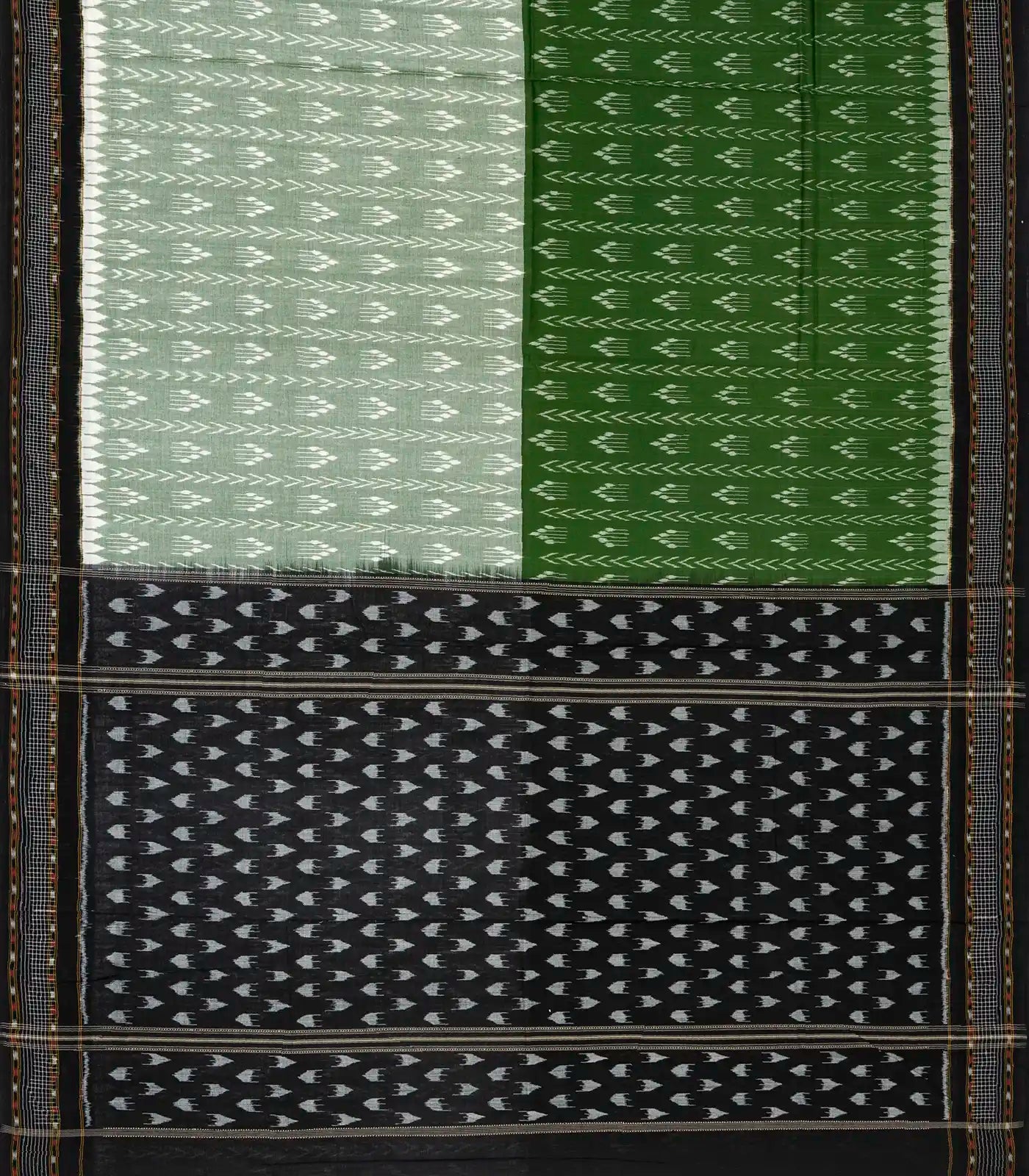 RmKV Shadow Green & Green Handloom Orissa Cotton Saree With Tie & Dye Motifs - view 2