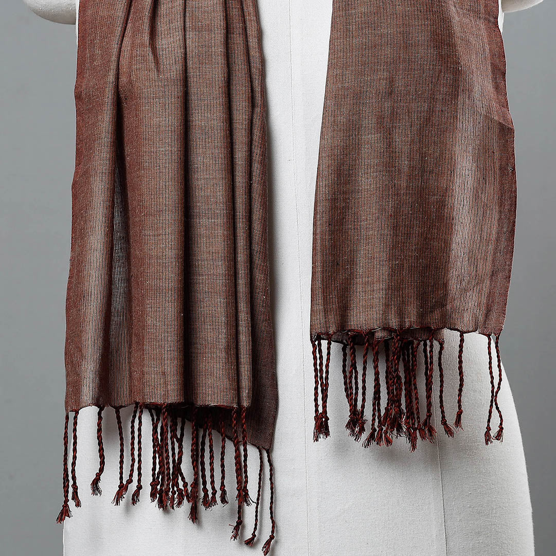 DASTKAR ANDHRA MARKETING ASSOCIATION (DAMA) Brown - Mangalagiri Handloom Cotton Stole with Tassels - view 2