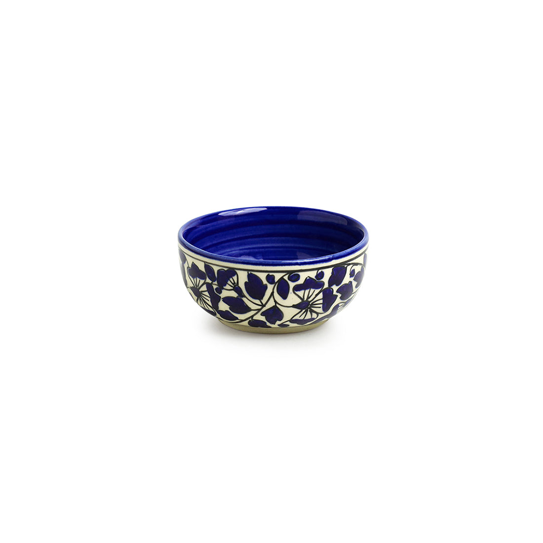 EXCLUSIVELANE 'Badamwari Bagheecha-2' Handpainted Ceramic Dinner Bowls/Katoris (Set of 4, 220 ML, Microwave Safe) - view 3
