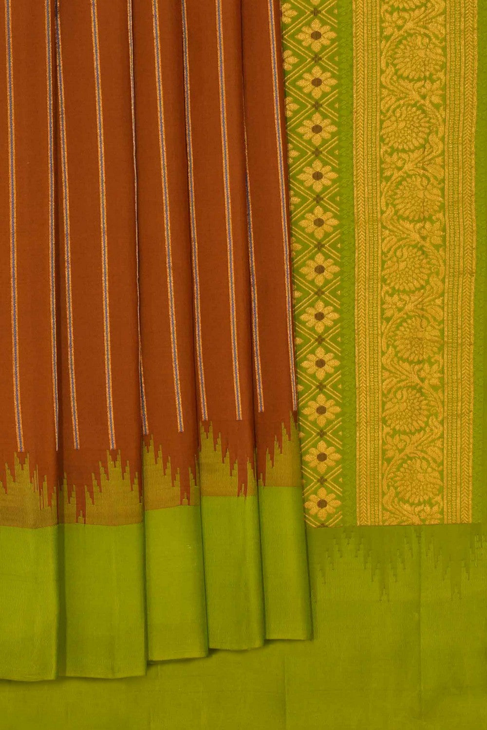 Kalanjali Gadwal Silk Brown Saree – Women's