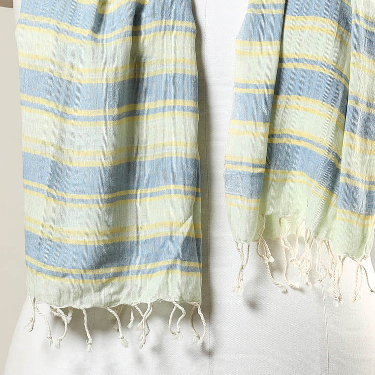 KHUSHBASH - HAPPY LOOM OF EAST Bengal Weaving Handloom Cotton Stole with Tassels 61 - view 3
