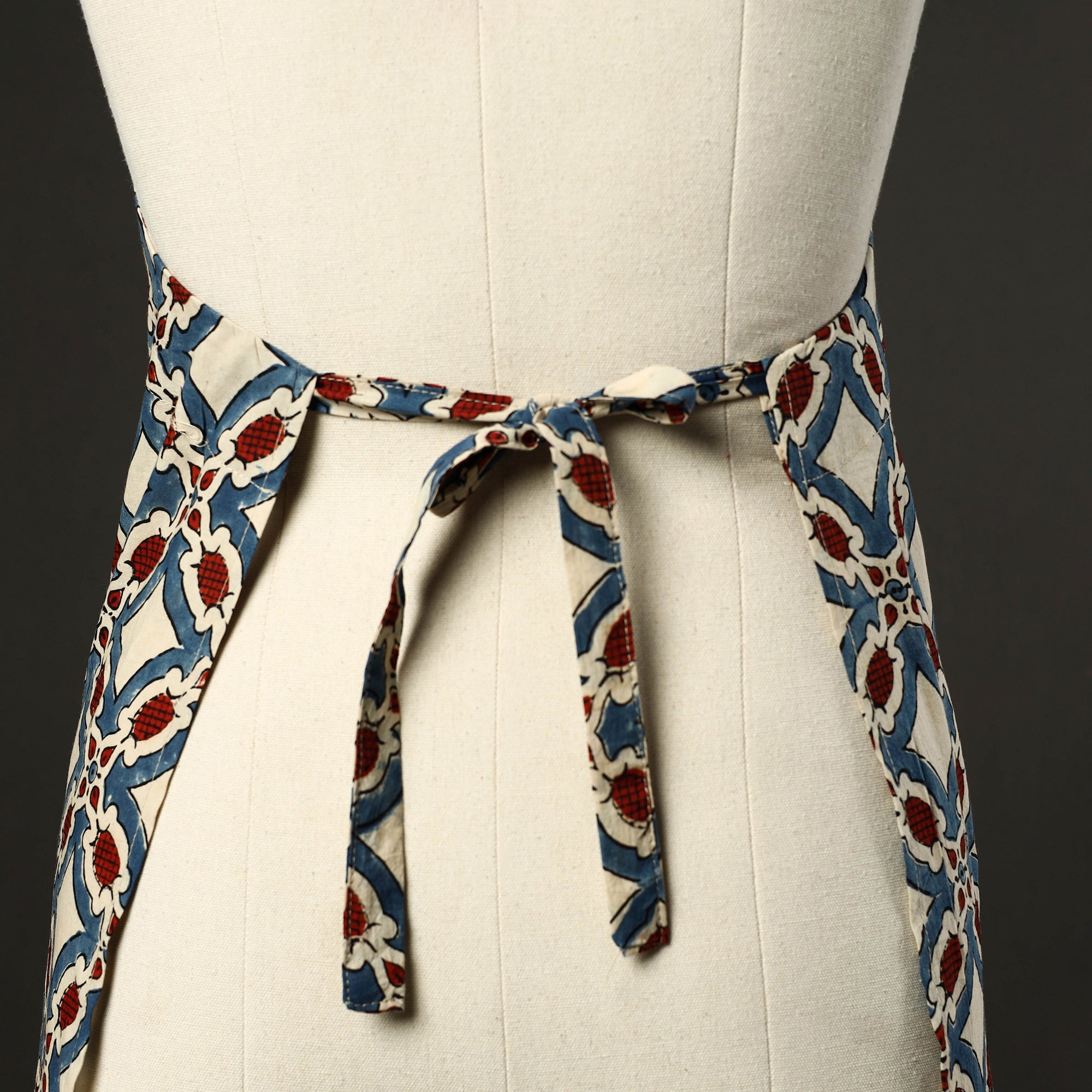 JALPARI Beige - Ajrakh Block Print Cotton Apron with Pocket 46 - view 4