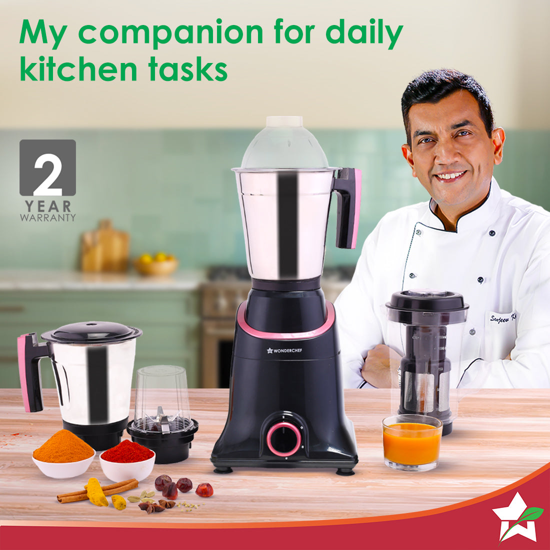 Wonderchef Select Mixer Grinder 750W 4 Jar . - view 2