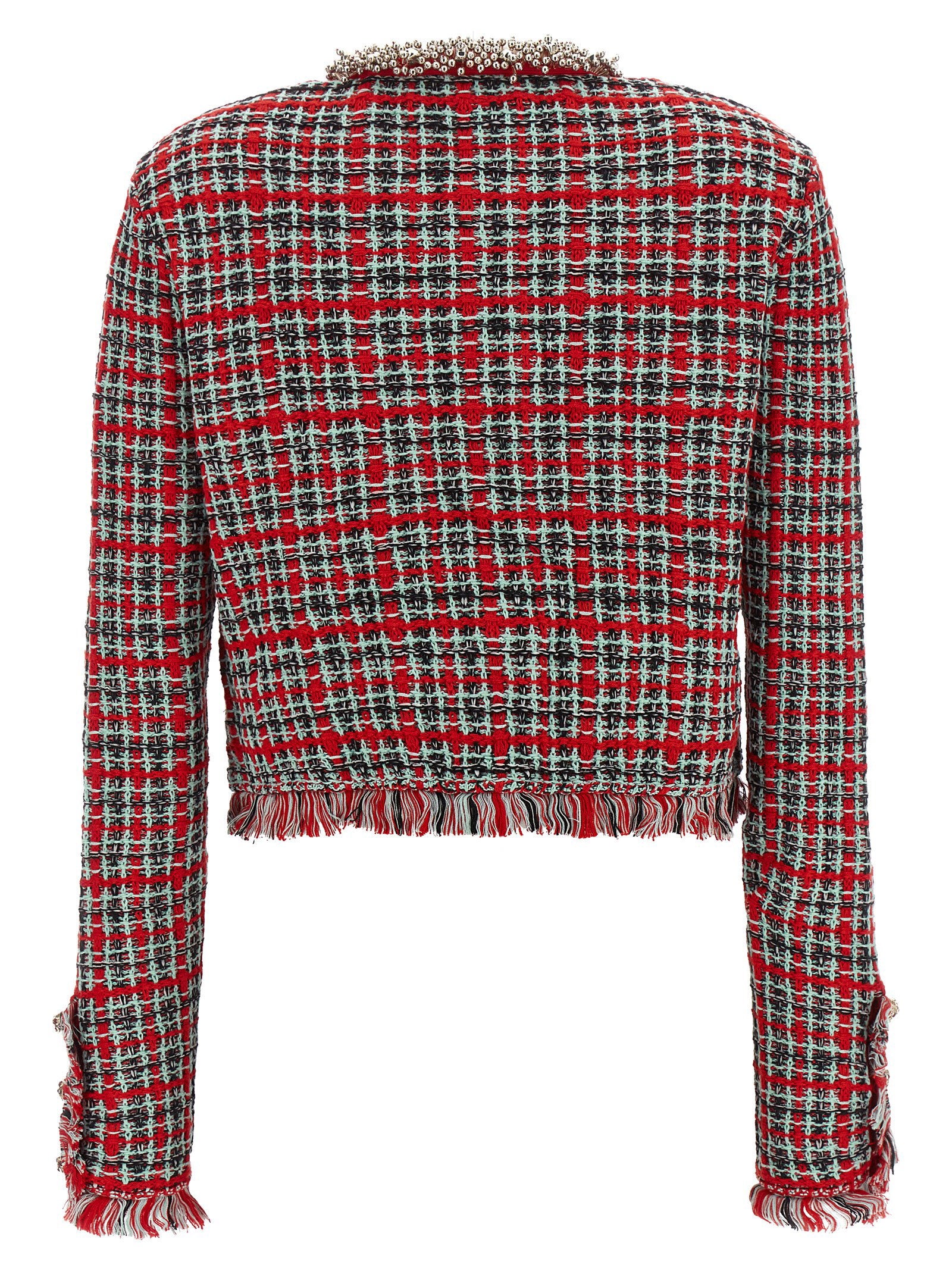 Self-Portrait Fringed Knit Jacket - view 2