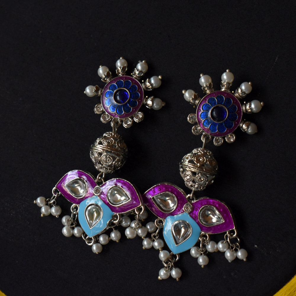 Bindurekha German Silver Meenakari Studs - view 2