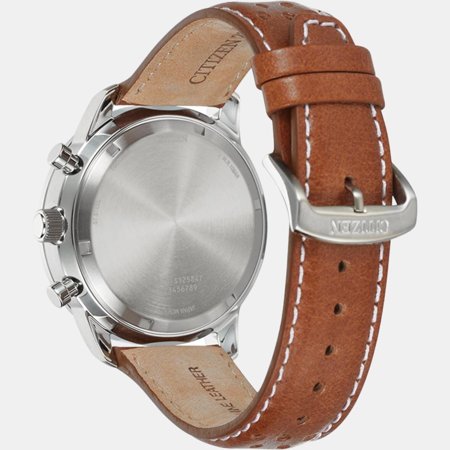 Citizen Eco-Drive Men Eco-Drive Cream Dial Chronograph Leather Watch CA4500-16X - view 4