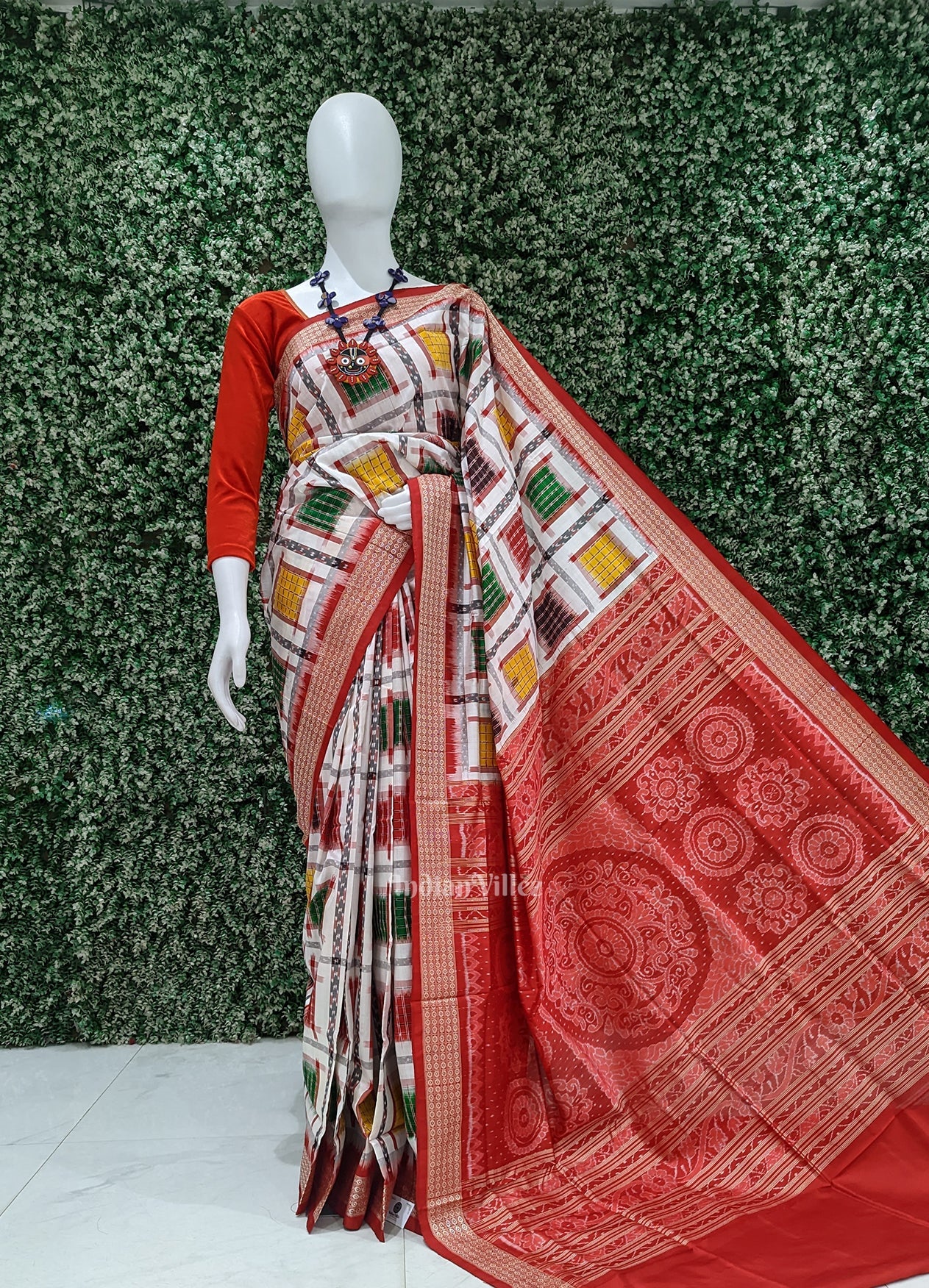 IndianVillèz White with Multicolor Ashwin Theme Sambalpuri Silk saree