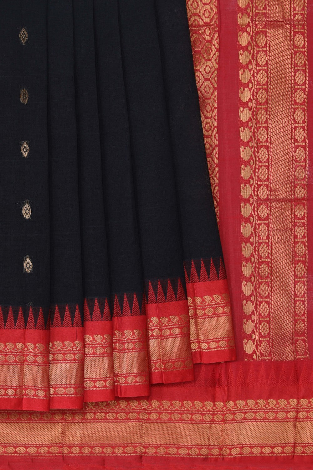 Kalanjali Gadwal Cotton Black Saree – Women's