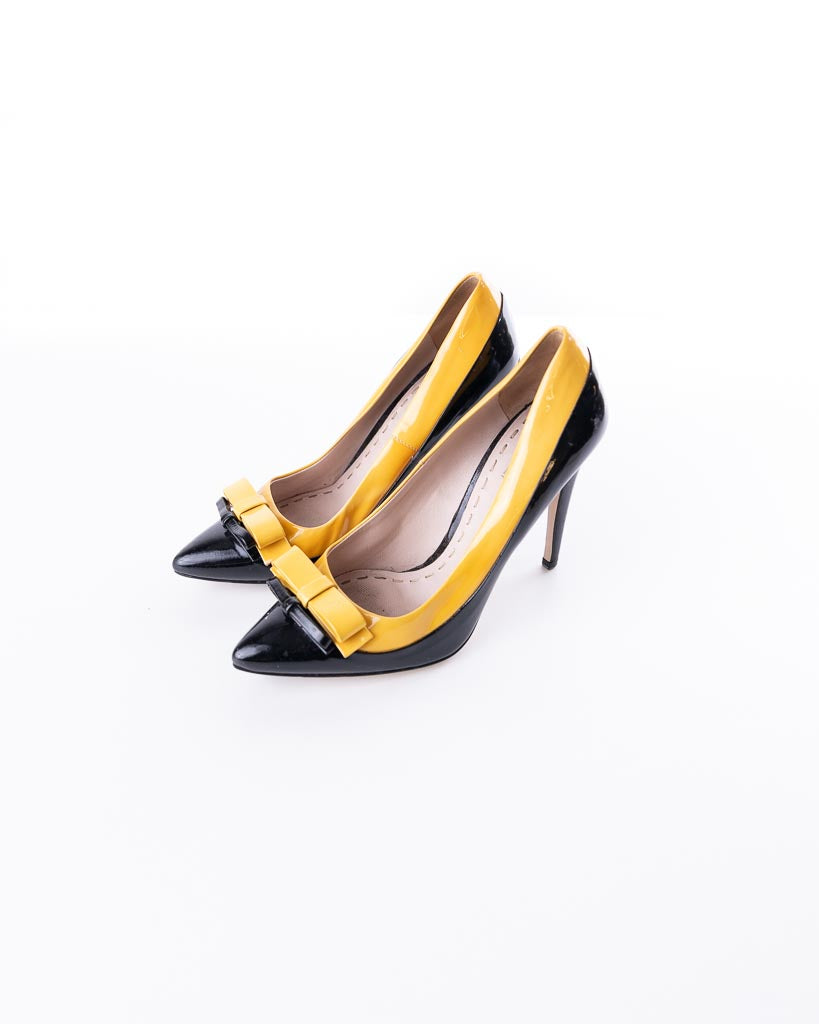 Miu Miu Patent Leather Heels - Yellow & Black - view 2