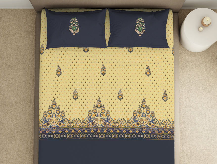 Spaces India Floral Flint Stone - Dark Grey 100% Cotton King Size Bedsheet - Timeless By Spaces-1065771 - view 3