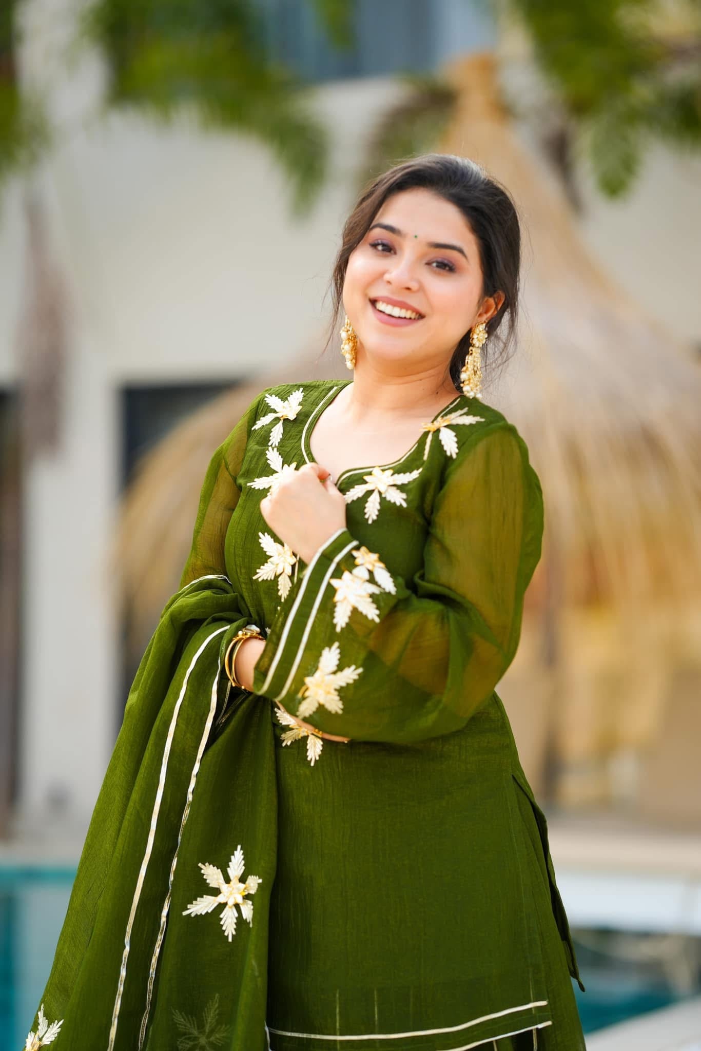 Idaho0 Emerald green kurta palazzo set - view 2