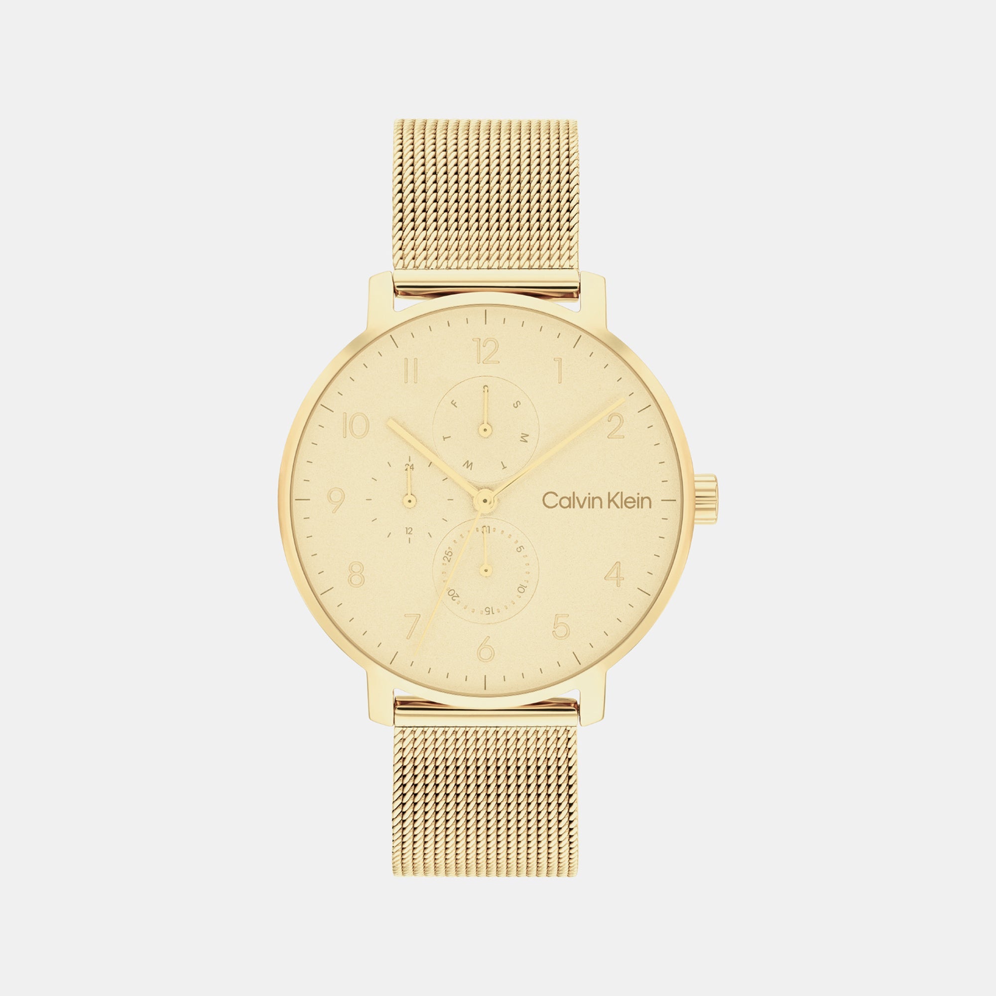Calvin Klein Ck Stun Unisex Quartz Champagne Dial Analog Mesh Watch 25200403