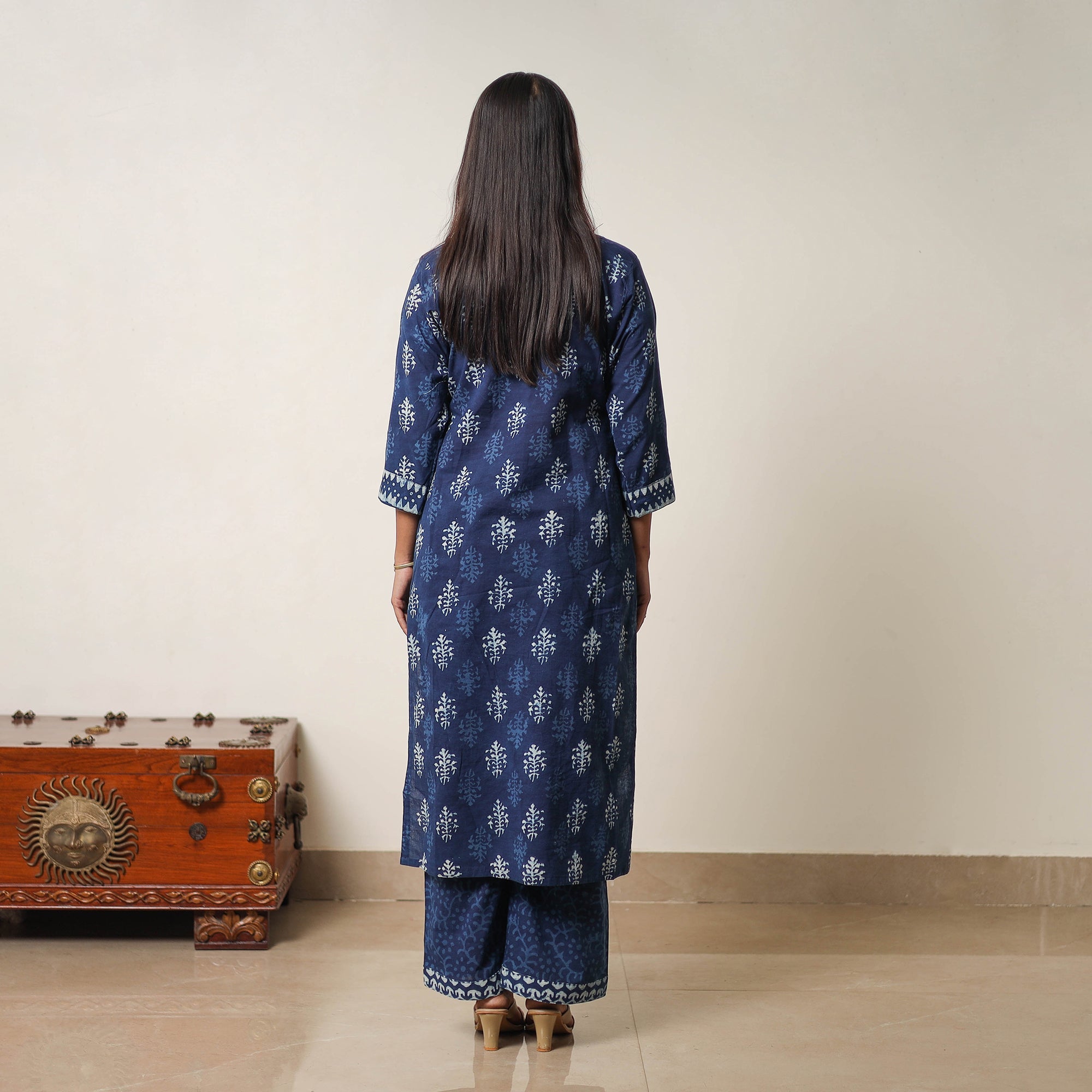 ITOKRI CASUALS Blue - Hand Block Print Indigo Bagru Cotton Suit Set 06 - view 4
