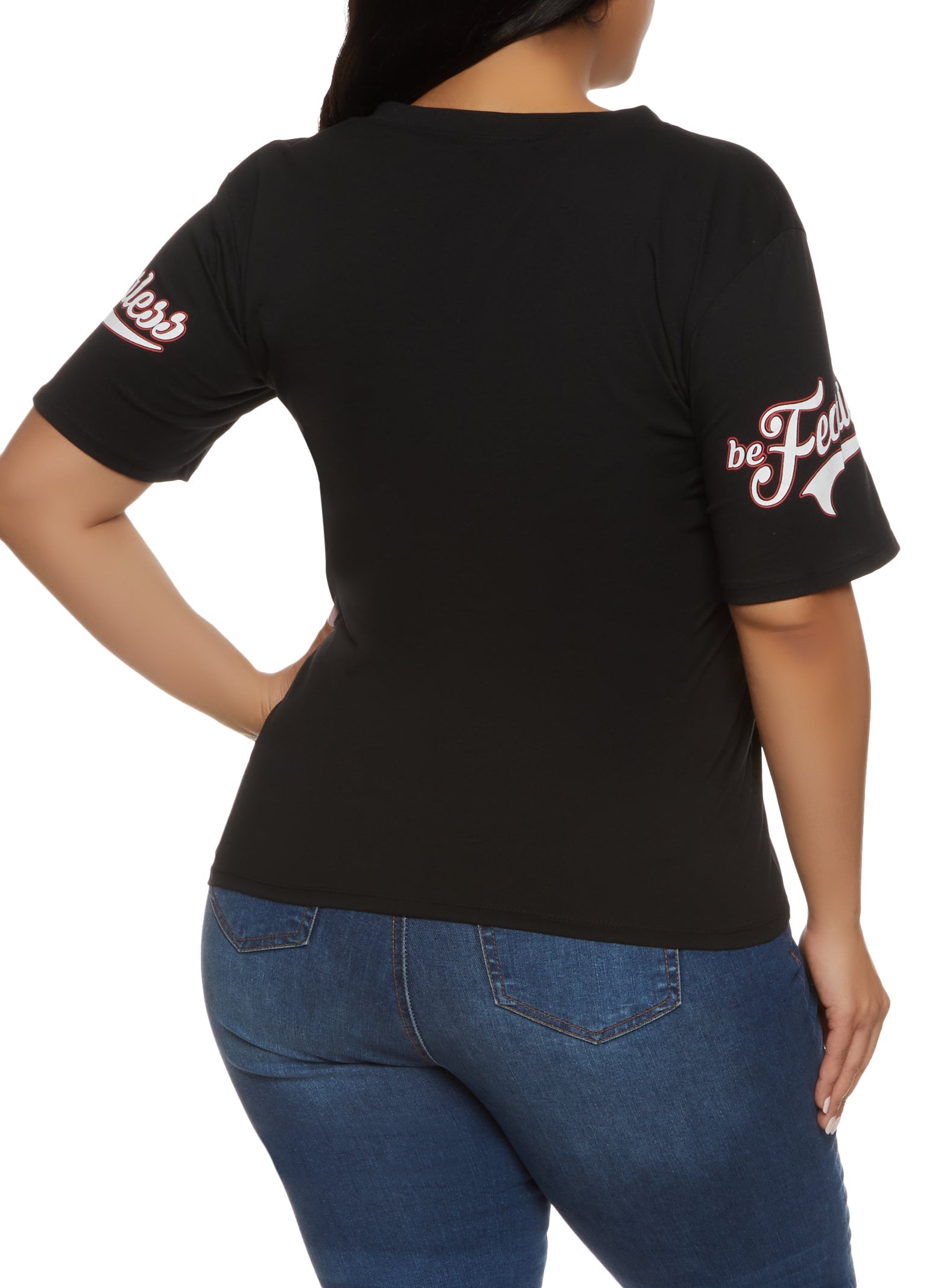 Rainbow Shops Plus Size Spread Kindness Be Fearless Notch Neck Tee - view 2