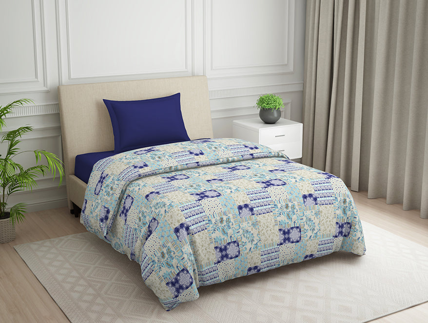 Spaces India Geometric Blue Polycotton Quilt Single Harmony - By Welspun - view 2