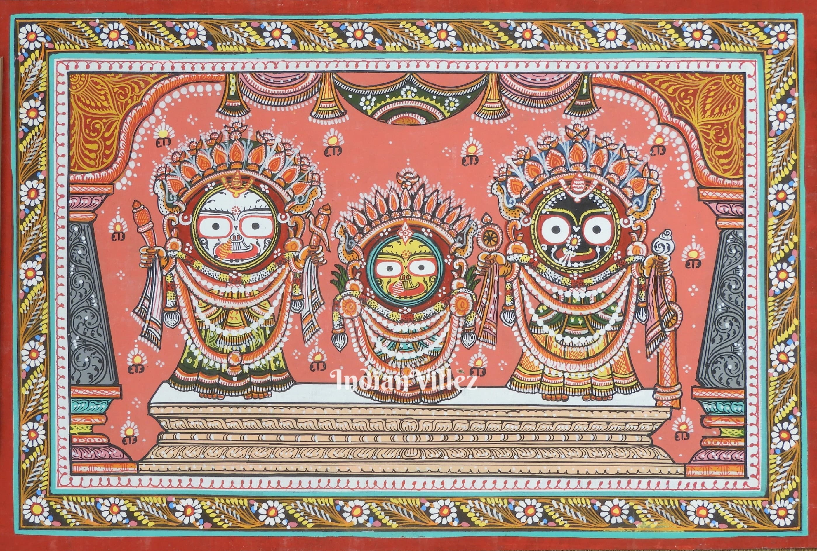 IndianVillèz Jagannath Suna Besha Pattachitra Painting For Home Wall Art Decor