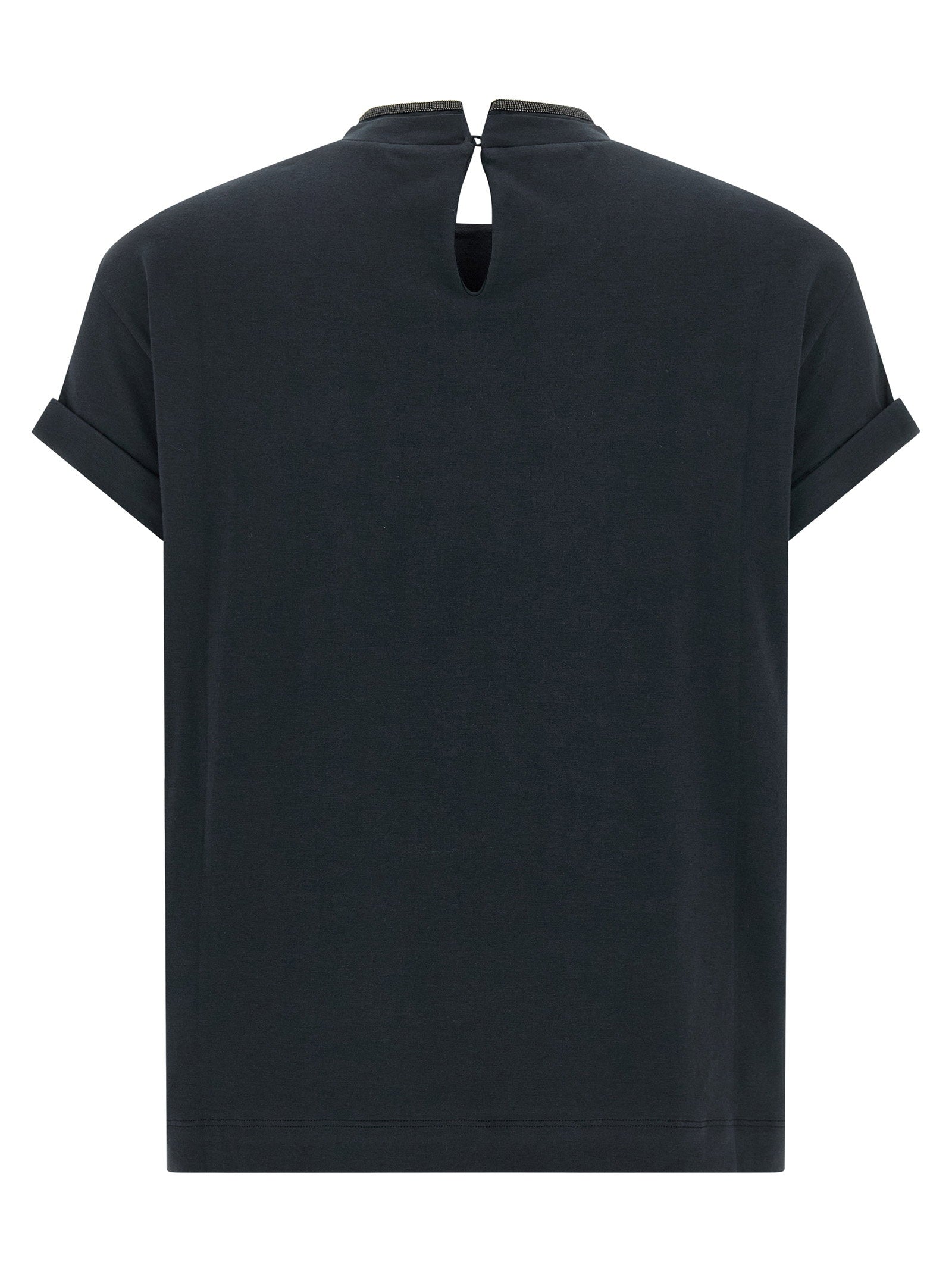 Brunello Cucinelli Shiny Collar T-shirt – 93% cotton, 7% elastane - view 2