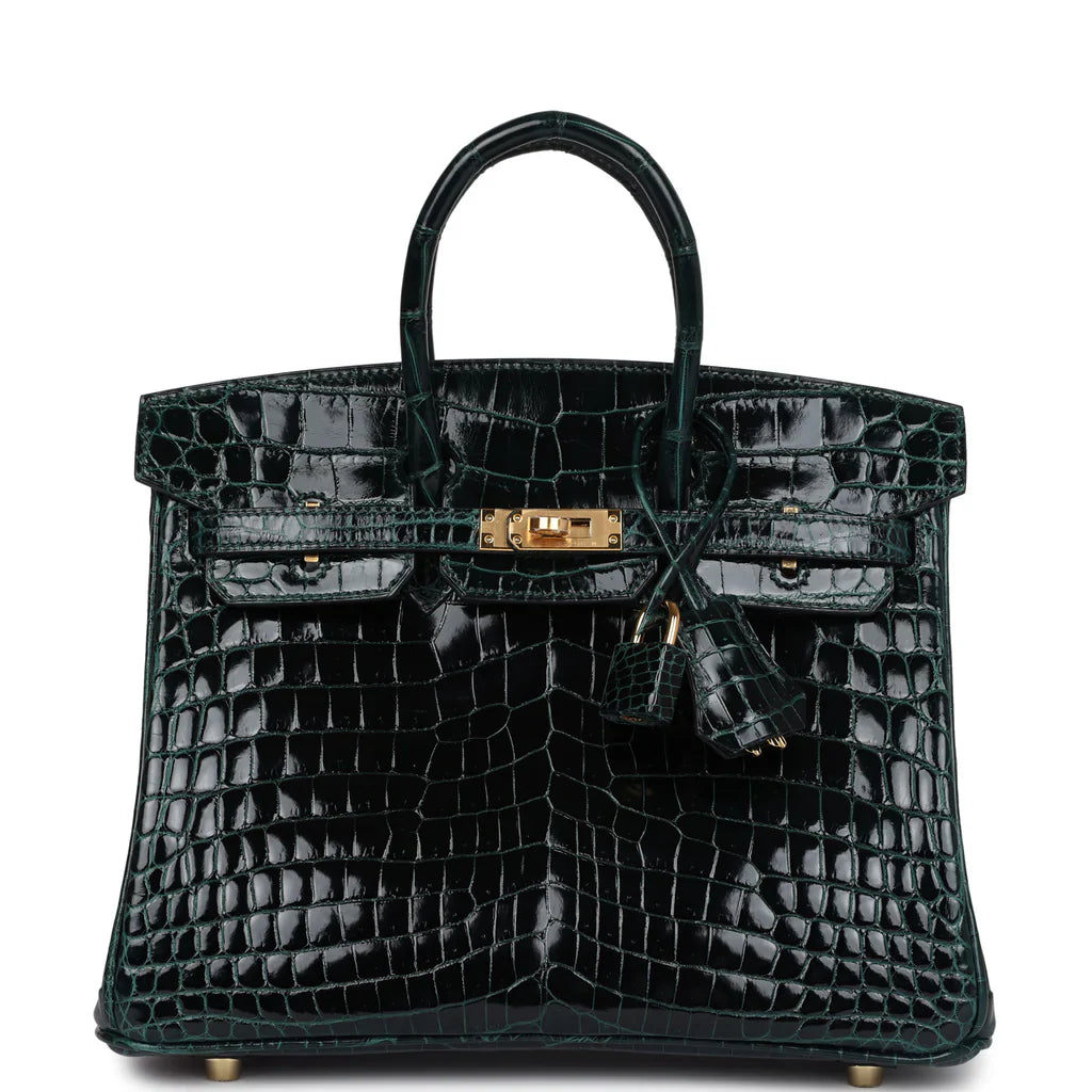 Cop Underdog Hermès Birkin 25 Vert Cypress Shiny Niloticus Crocodile Gold Hardware