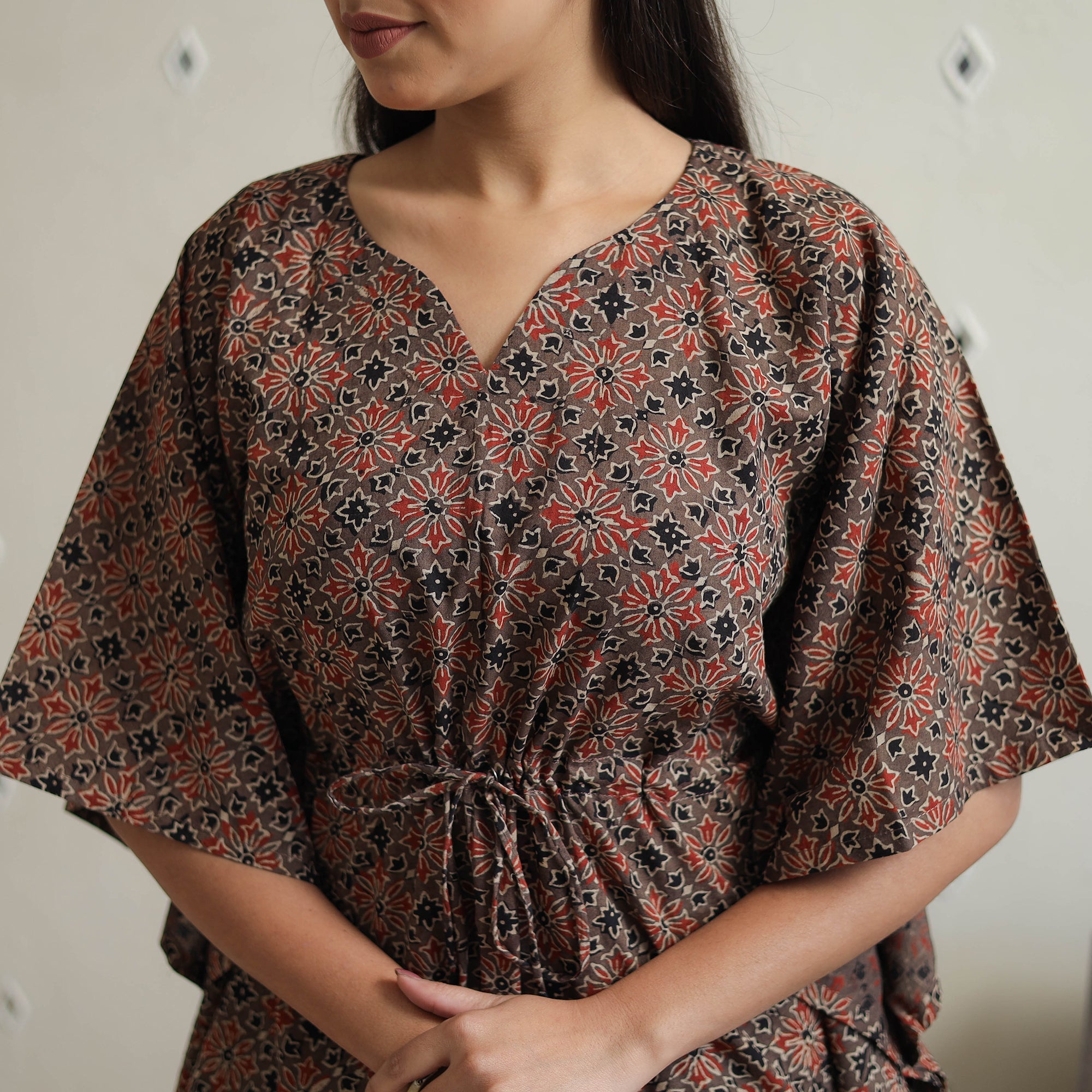 ITOKRI CASUALS Brown - Block Printed Cotton Kaftan Ajrakh Co-ord Set 09 - view 4