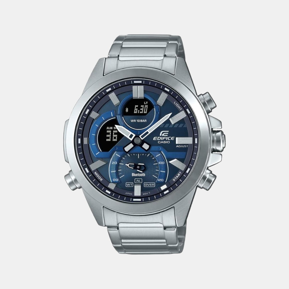 Casio Edifice Men Quartz Black Dial Analog-Digital Stainless Steel Watch EX546
