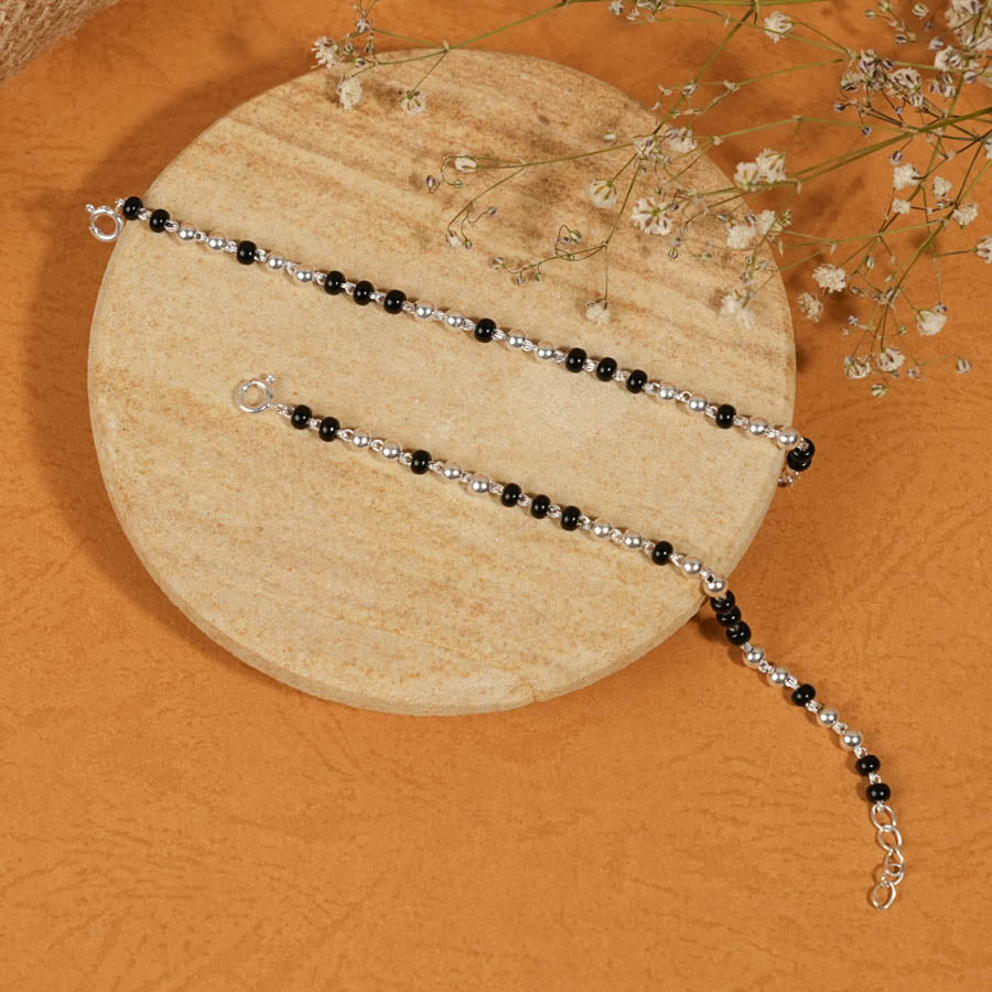 Prinjal Jewellers Black and Silver Beads Pattern Nazariya for Kids - view 2