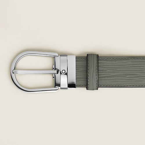 Montblanc Mont Blanc, Horseshoe Buckle Medium Grey 35 mm Leather Belt - view 2