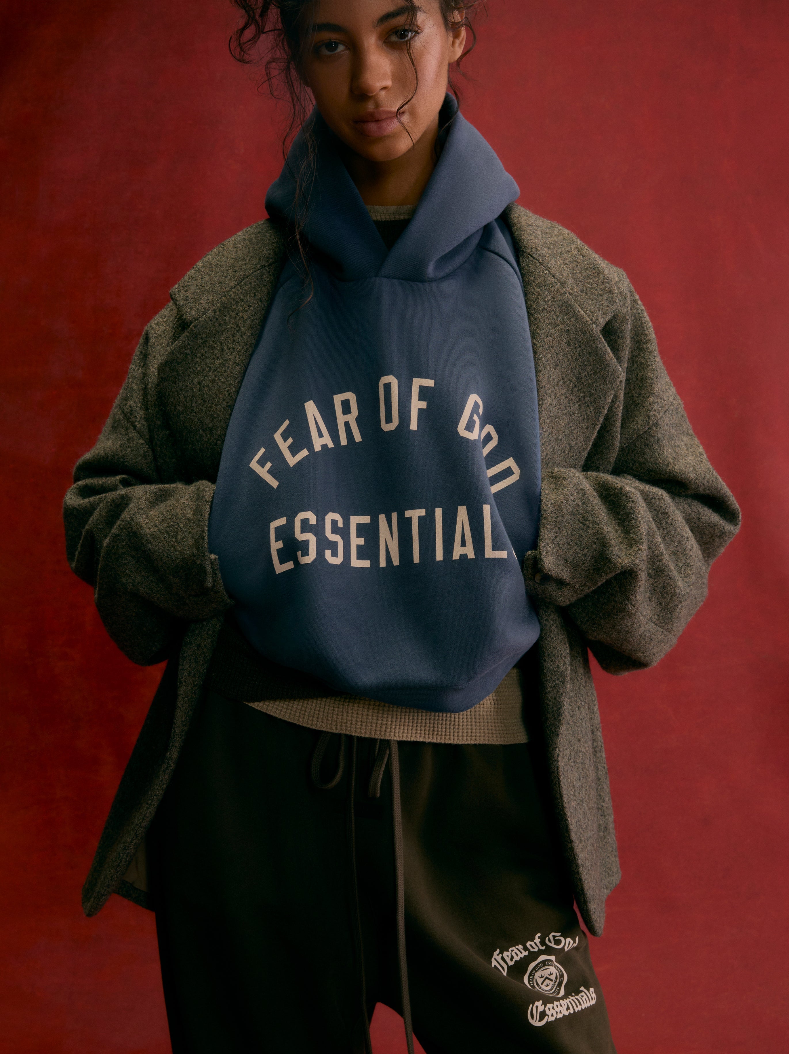 ESSENTIALS Women's Fleece Cropped Hoodie – Heather Gray - view 3