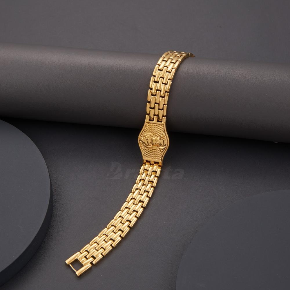 brantashop Premium Hanuman Gold Bracelet For Men (8 Inch)