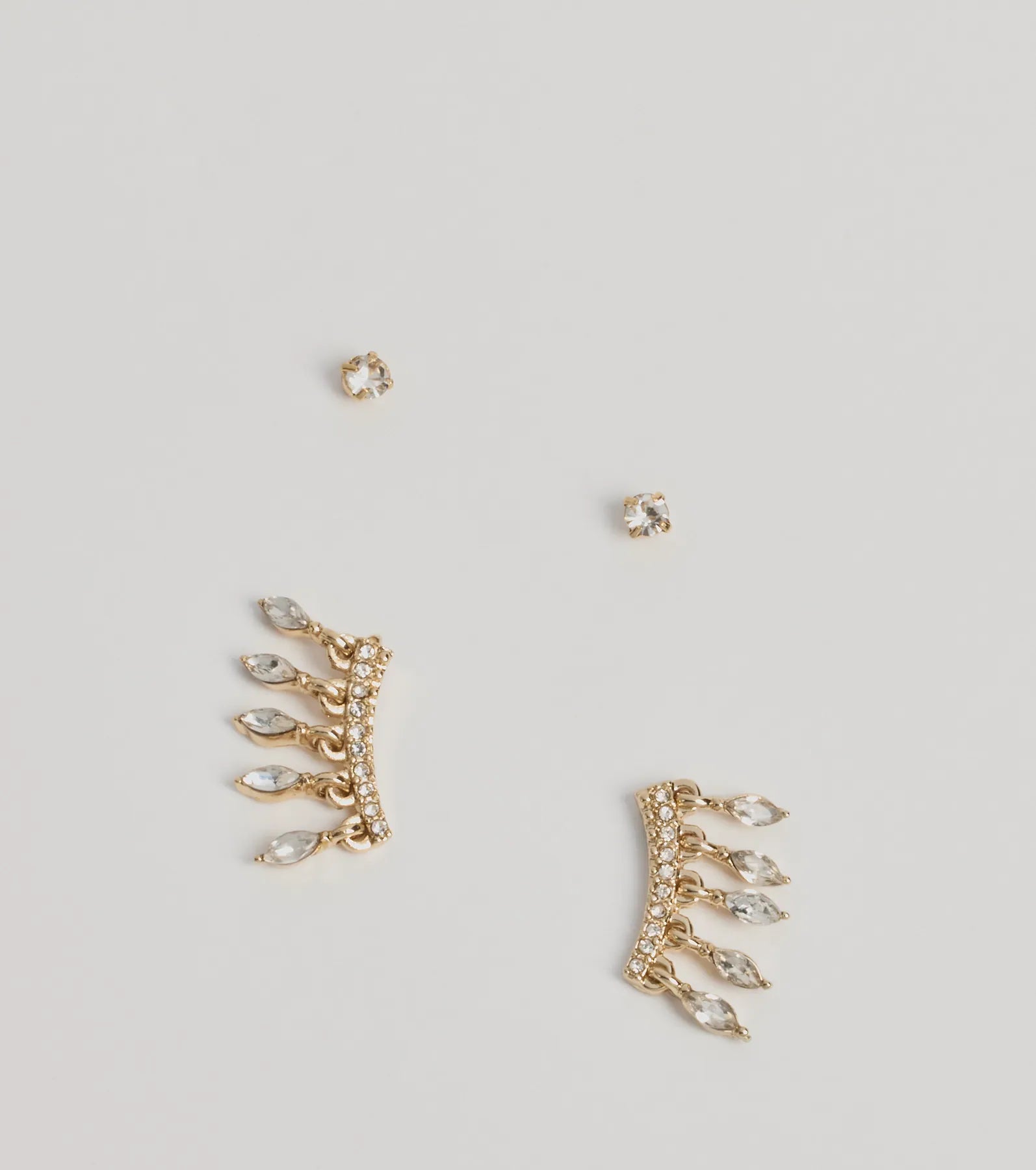 Windsor Glitzy Trend Rhinestone Stud And Crawler Earrings Set