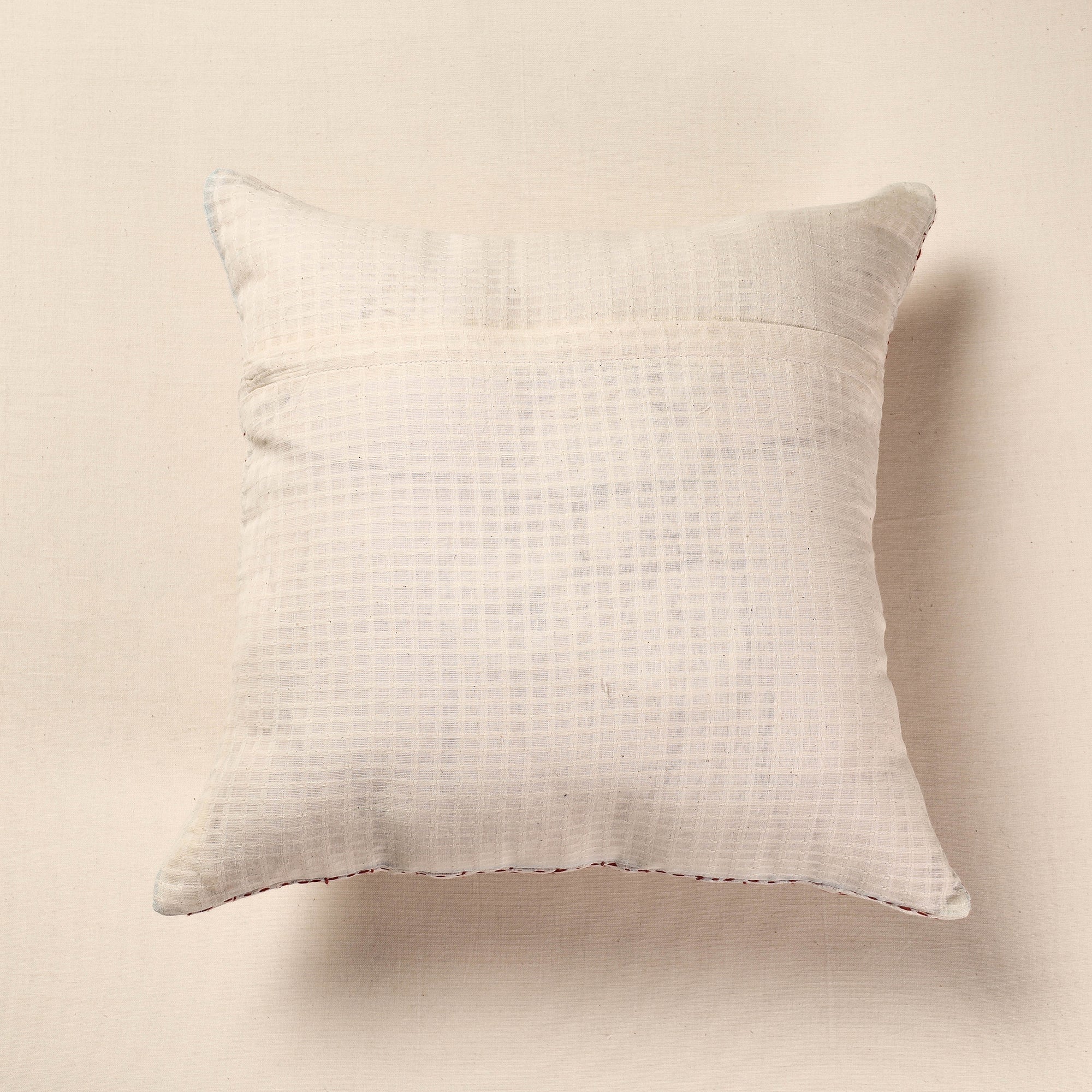 ARTISAN HAND BLOCK PRINTS Beige - Tagai Work Cotton Cushion Cover (16 x 16 in) - view 3