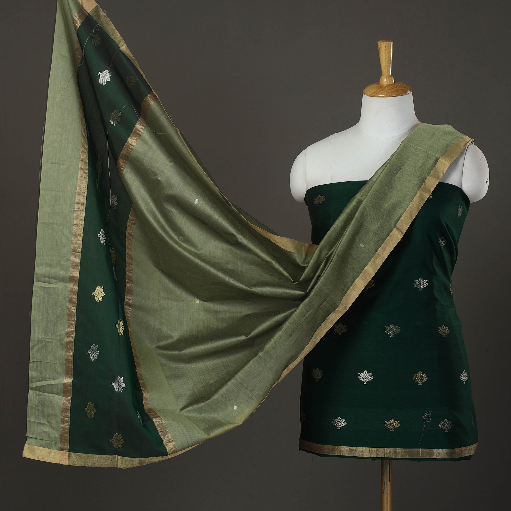 CHANDERI BY RAUPH KHAN 2pc Zari Buti Handloom Chanderi Silk Dress Material 26