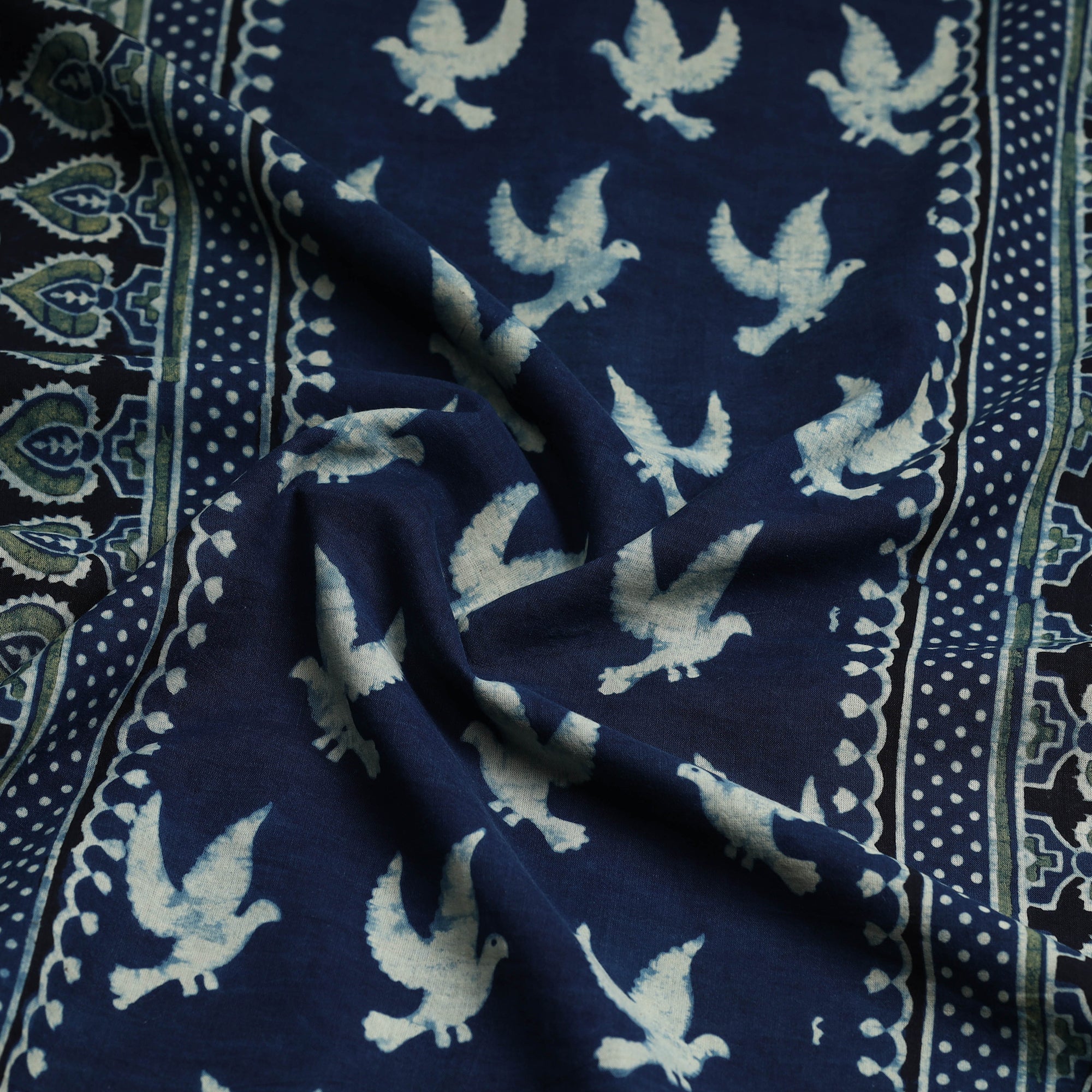 RIYAZ ABDULMAJID KHATRI - AJRAKH Blue - Ajrakh Block Printed Cotton Kurta Material - 3 meter - view 2