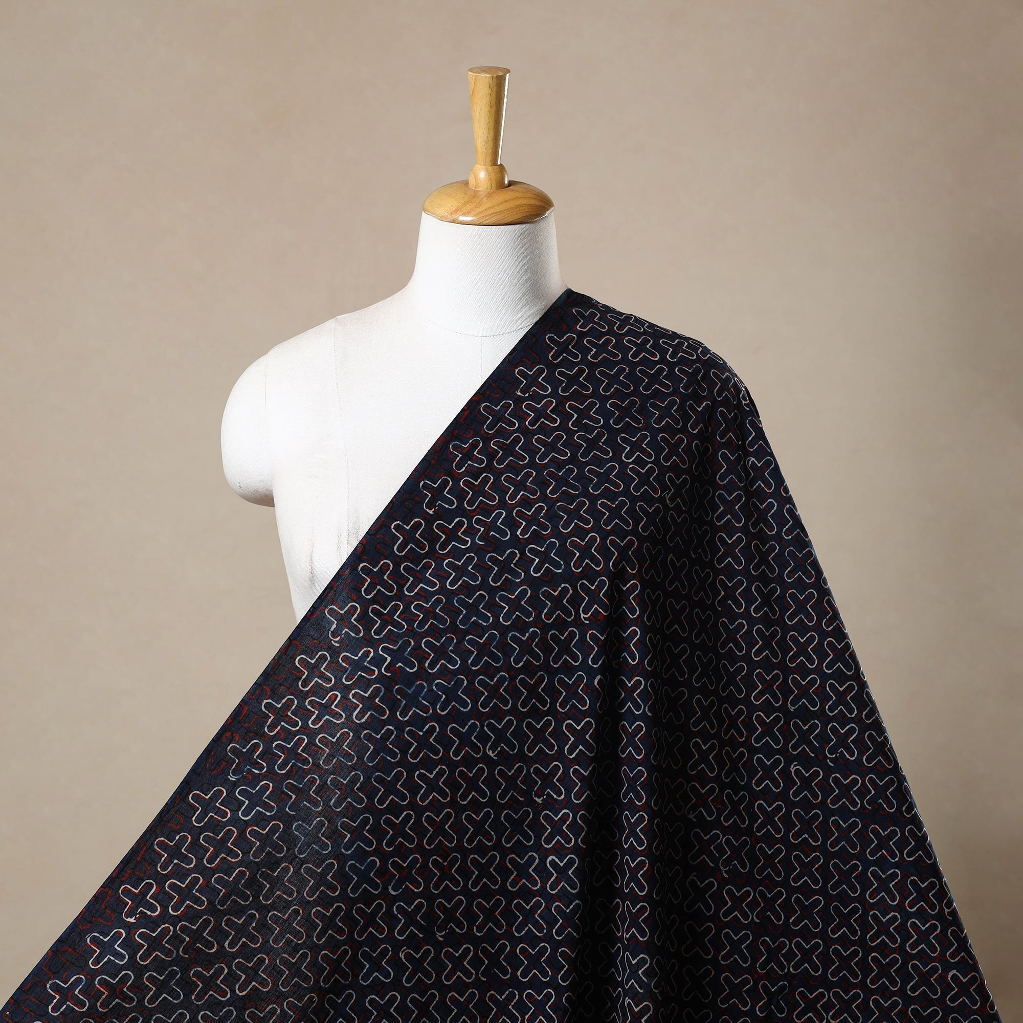 KACHCHH JI CHHAAP Blue - Block Print Cotton Natural Dyed Ajrakh Fabric 05