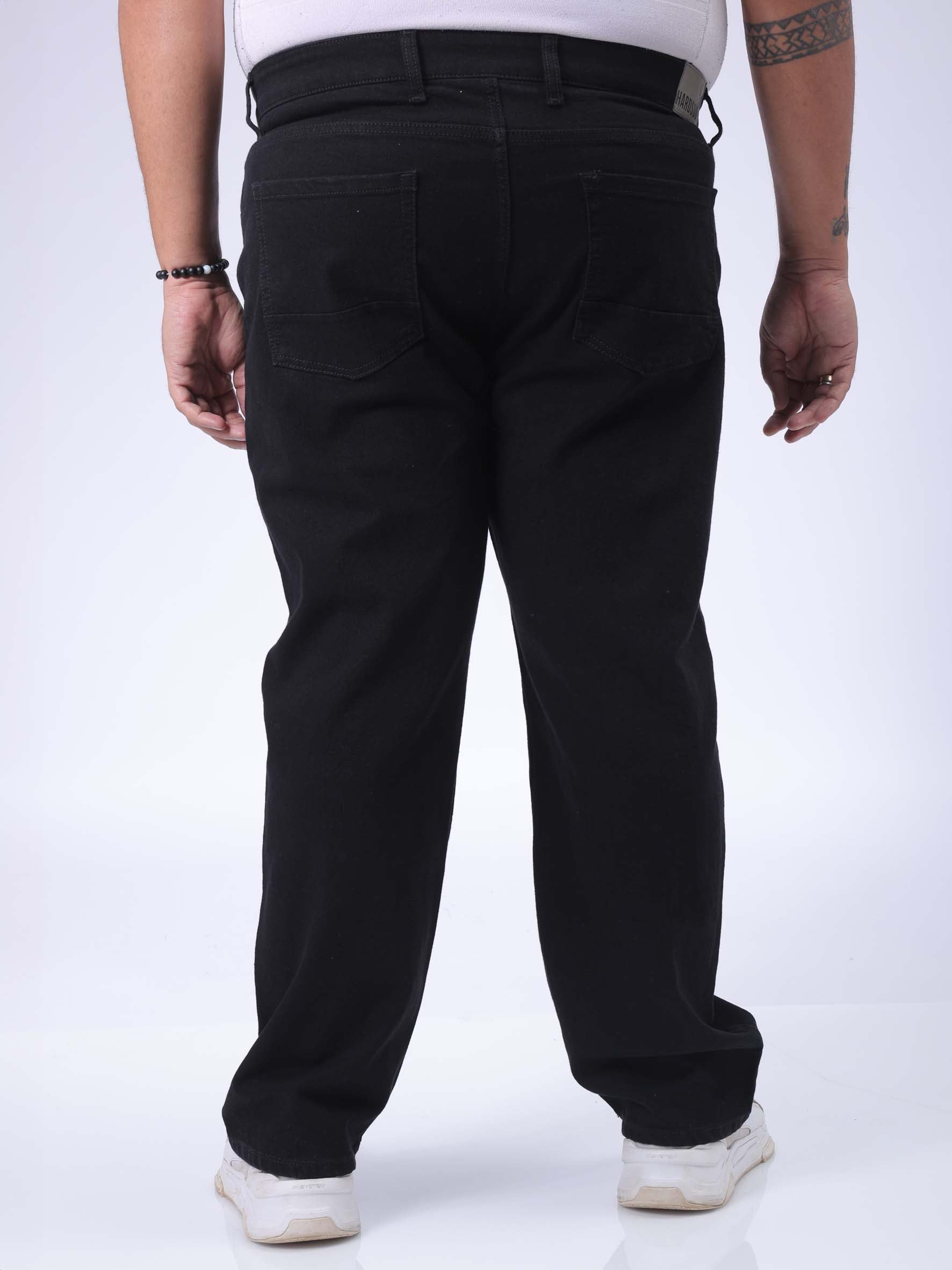 HARDSODA Men's Plus Size Black Vintage Straight Fit Solid Jeans - view 5