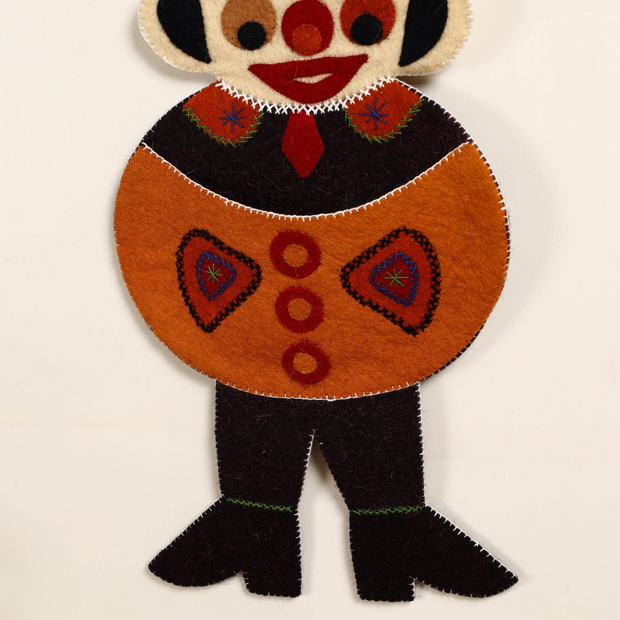 ITOKRI CRAFTS INITIATIVE Black - Hand Felted Pure Wool Namda Joker Wall Hanging (27 in x 11 in) - view 3