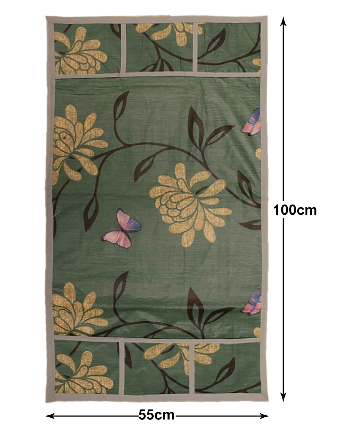 Heart Home Floral Print PVC Fridge Top Cover, Protect for Scratches with 6 Utility Side Pockets (Green) - view 6