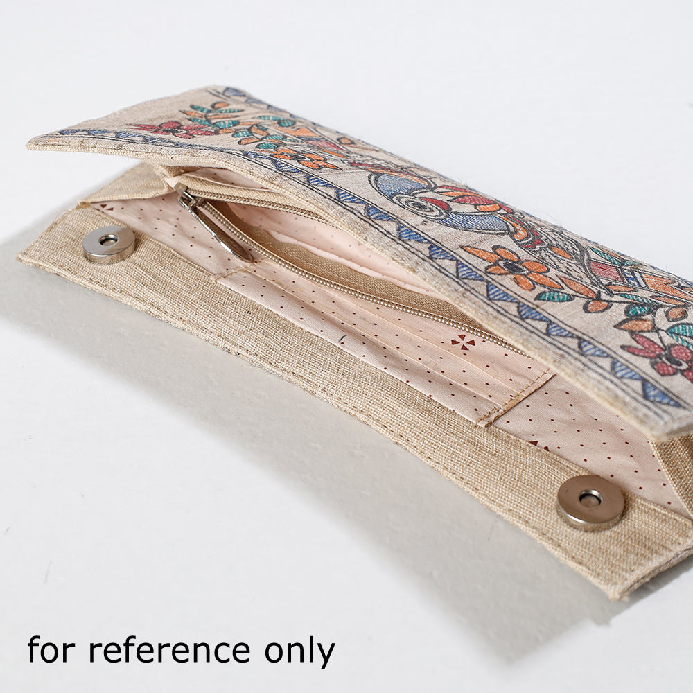 ITOKRI CRAFTS INITIATIVE Beige - Madhubani Handpainted Tussar Silk Clutch - view 3