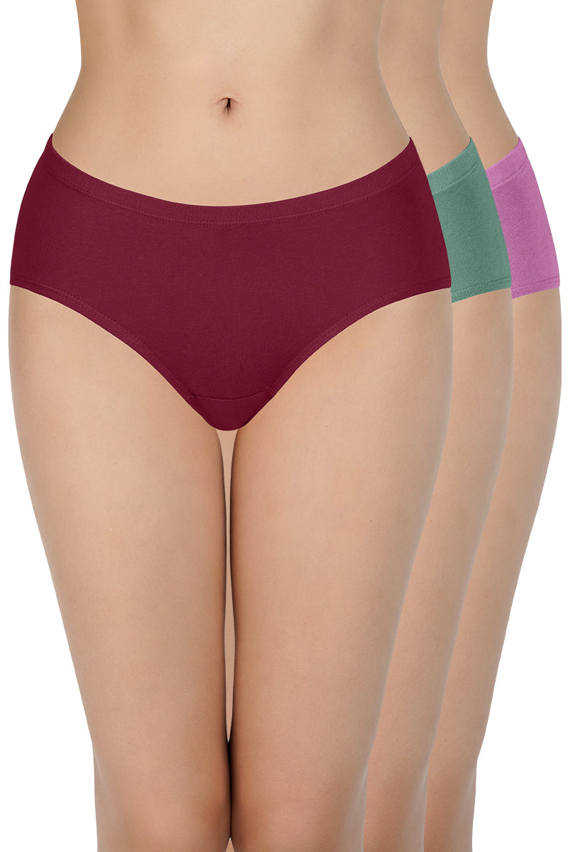 every de 100% Cotton Hipster Panty Pack (Pack of 3) - D013 - Solid