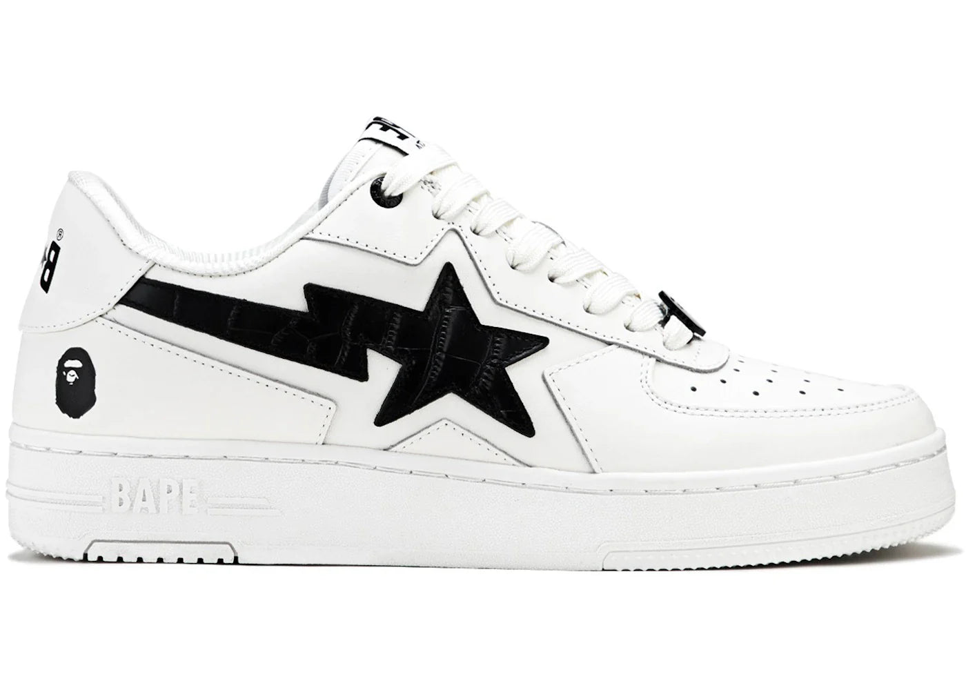 BAPE A Bathing Ape Sta Icon #1 White Black Croc