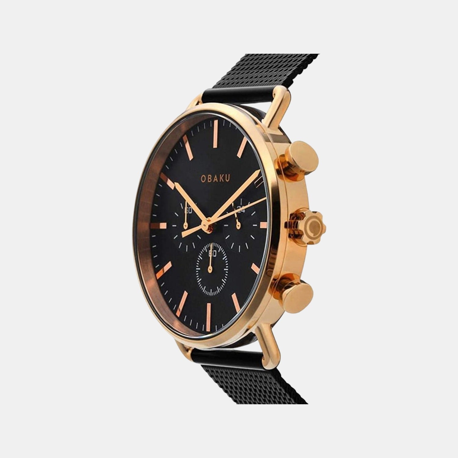 Obaku Havn-Night Men Quartz Black Dial Chronograph Stainless Steel Watch V232GCVBMB - view 2