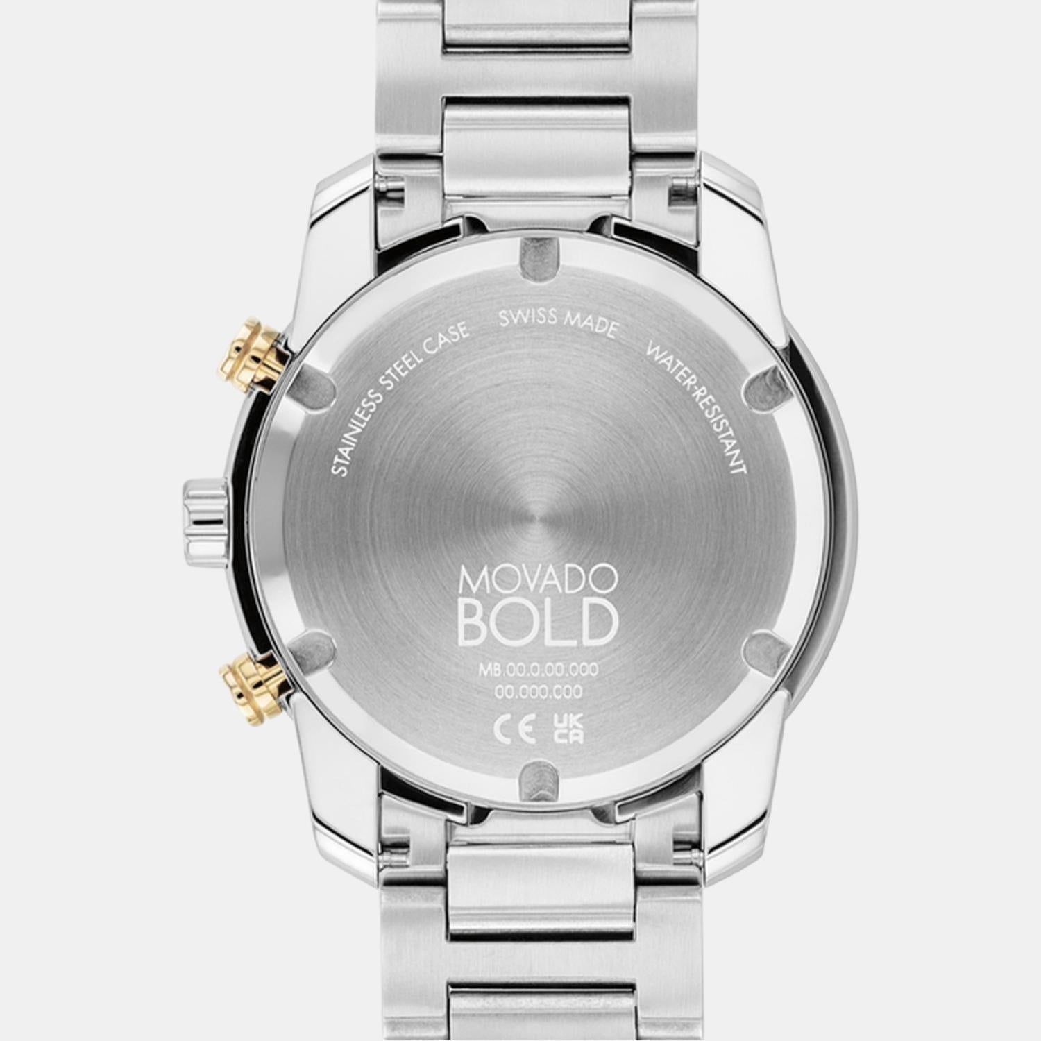 Movado Bold Verso Men Quartz Gold Dial Chronograph Stainless Steel Watch 3600907 - view 3