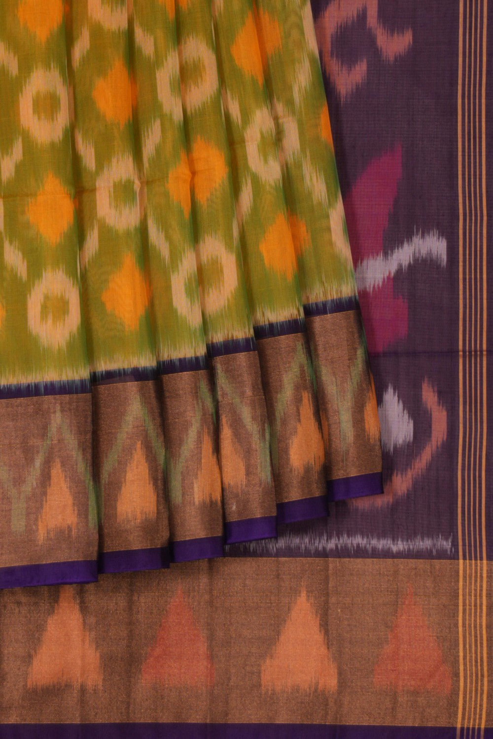 Kalanjali Ikat Cotton-Silk Spring Green Saree