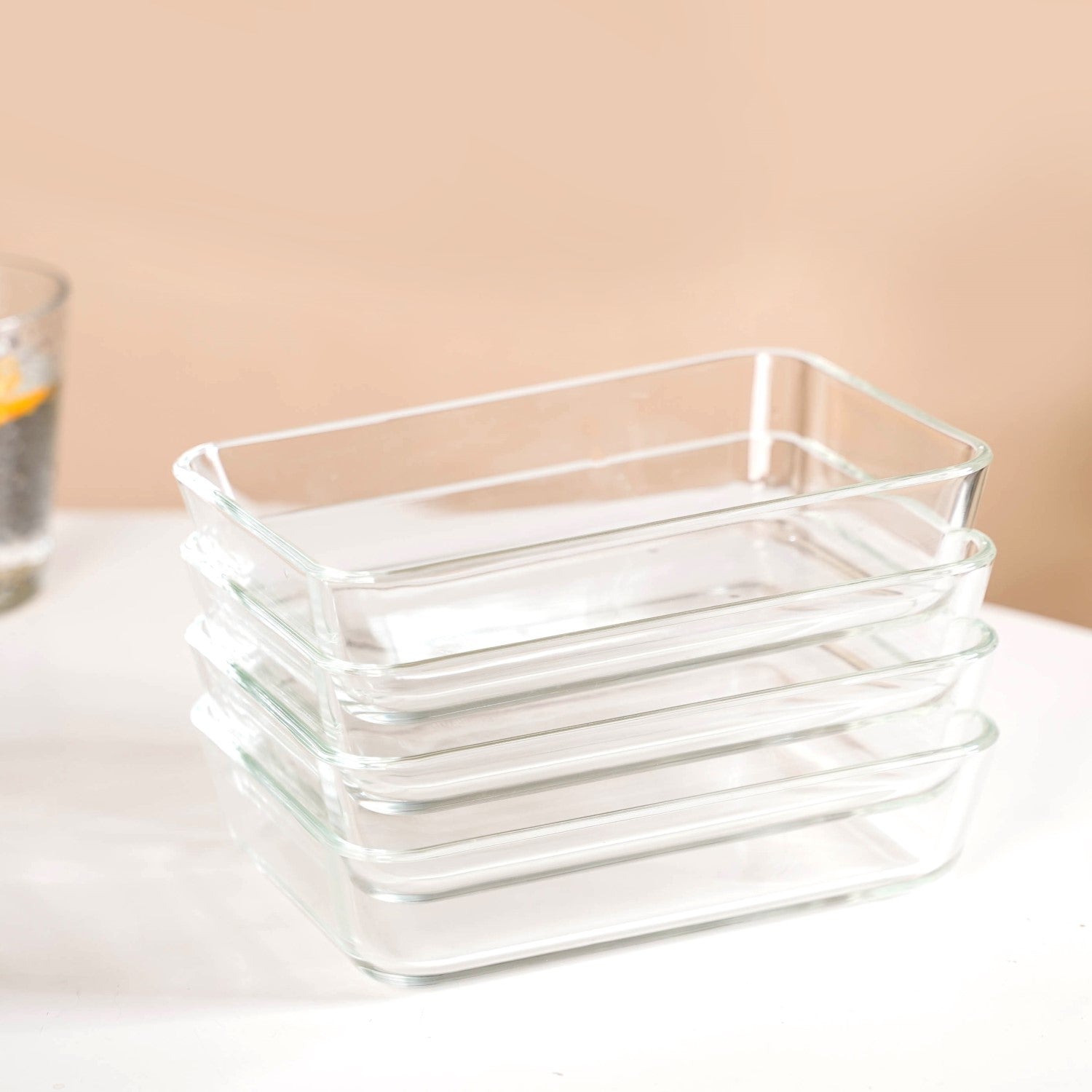 Nestasia Set Of 4 Shallow Borosilicate Glass Food Storage Container 800ml - view 8